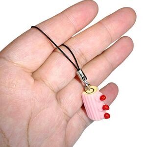 Handmade Kawaii Strawberry Roll Cake Keychain Charm